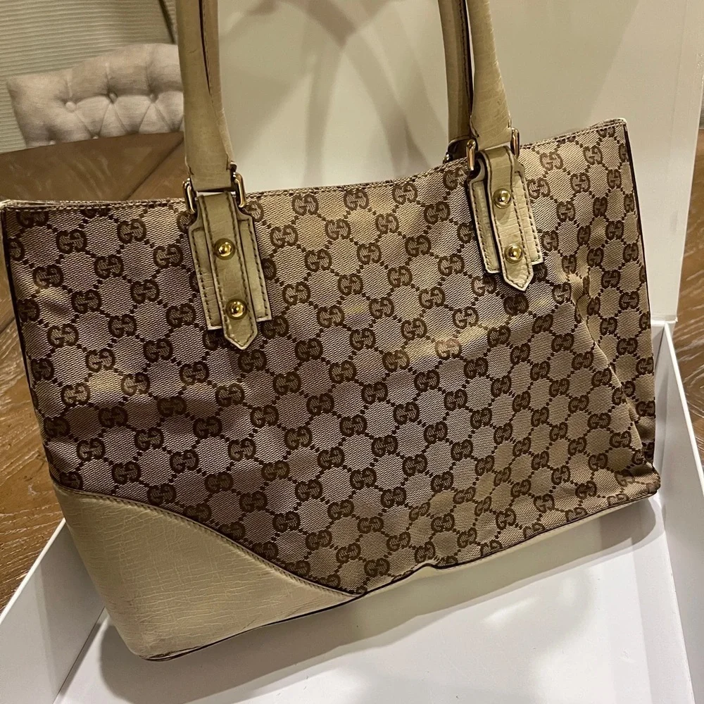 🌟Vintage Gucci Hasler Web Tote Monogram🌟 - Picture 2 of 12